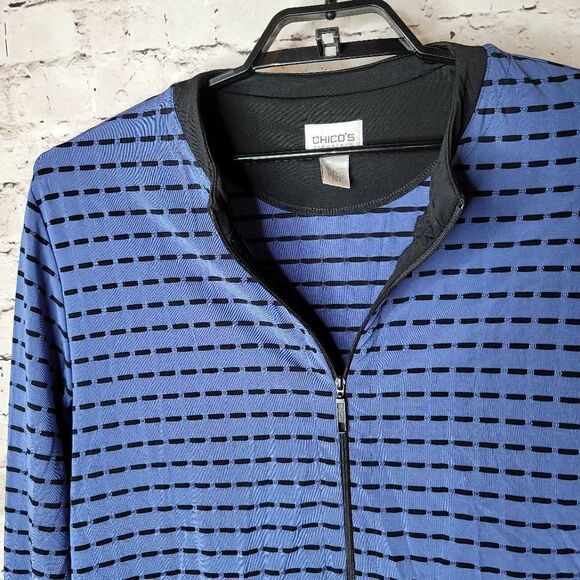 Chico's Size 3 Jacket Blue Black - Picture 2 of 5